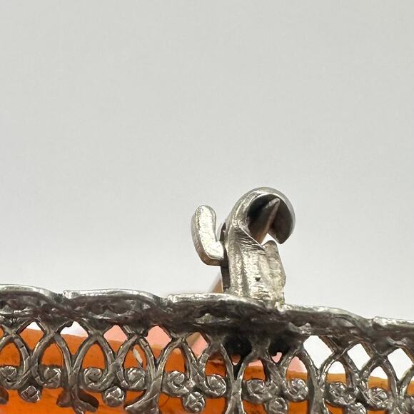 Antique Edwardian 1900s solid 14kt white gold carved shell cameo brooch pendant - Picture 9 of 10